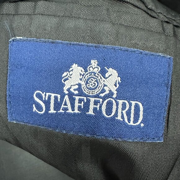 Stafford 46L Black Suit Jacket Two Button Classic Fit Mens 100% Wool - Picture 6 of 8